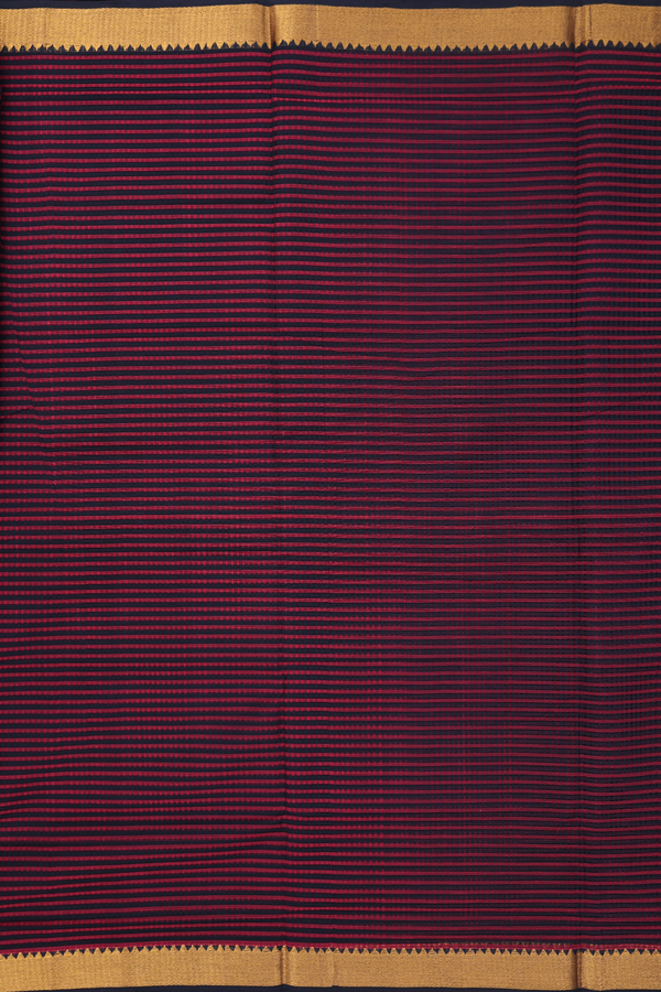 Mangalagiri Cotton Saree In Red And Black With Stripes Design