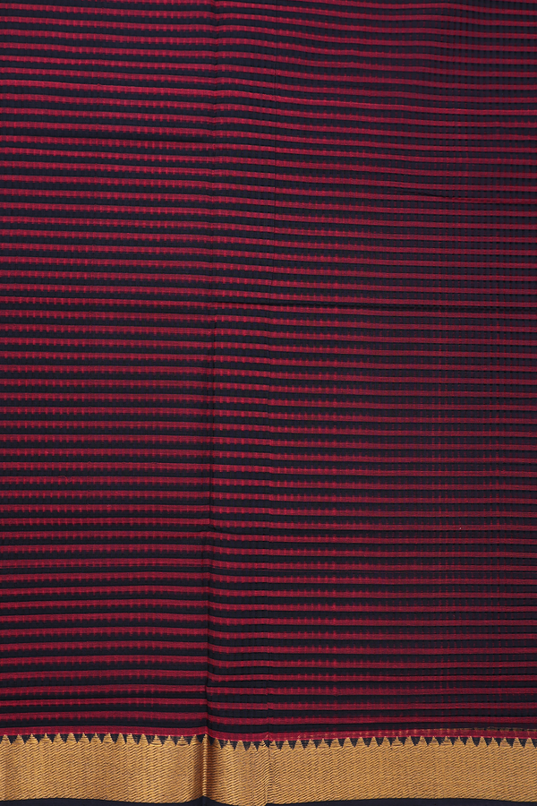 Mangalagiri Cotton Saree In Red And Black With Stripes Design