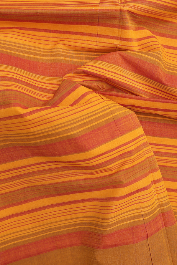 Mangalagiri Cotton Saree In Red And Orange With Checks Design