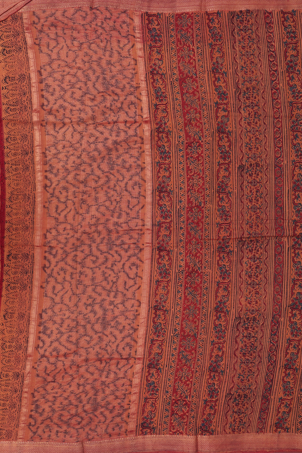 Mangalagiri Cotton Saree In Red With Printed Design