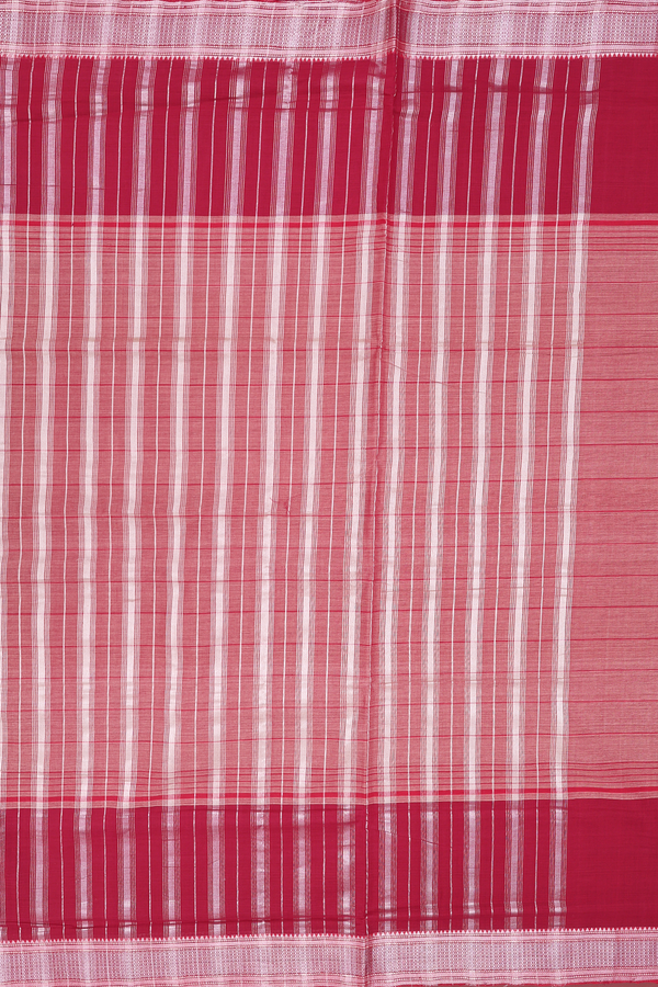 Mangalagiri Cotton Saree In Red With Stripes Design