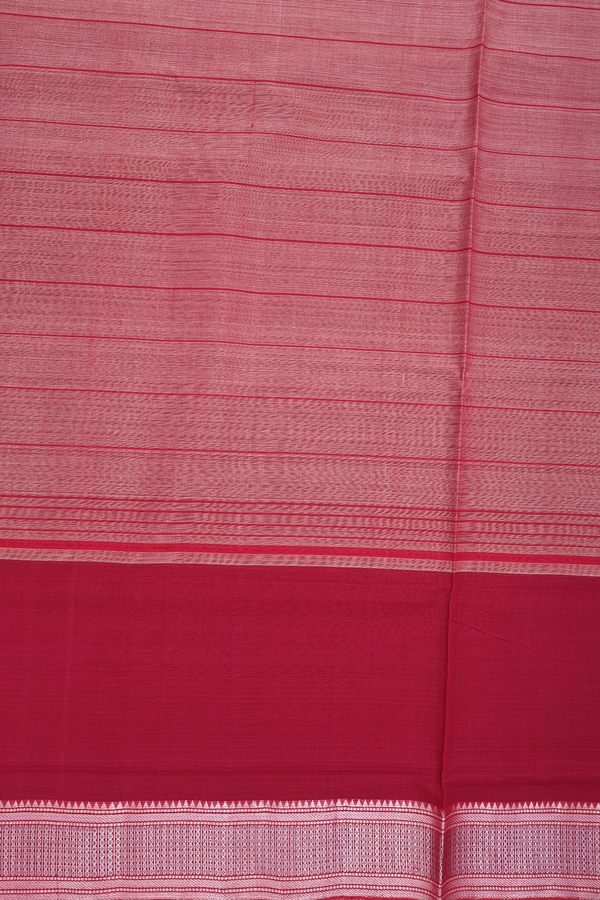 Mangalagiri Cotton Saree In Red With Stripes Design