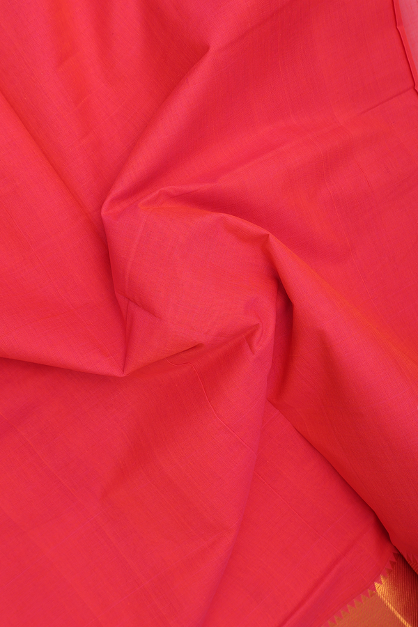 Mangalagiri Cotton Saree In Red With Twill Weave Border