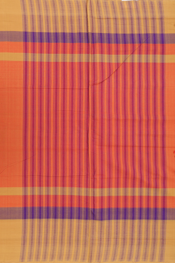 Mangalagiri Cotton Saree In Royal Orange With Contrast Border