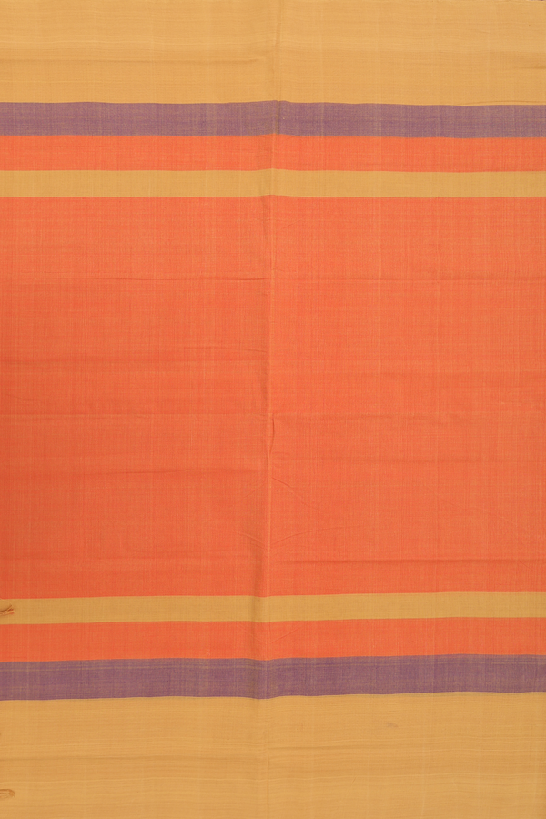 Mangalagiri Cotton Saree In Royal Orange With Contrast Border
