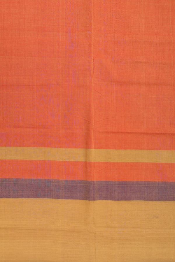 Mangalagiri Cotton Saree In Royal Orange With Contrast Border