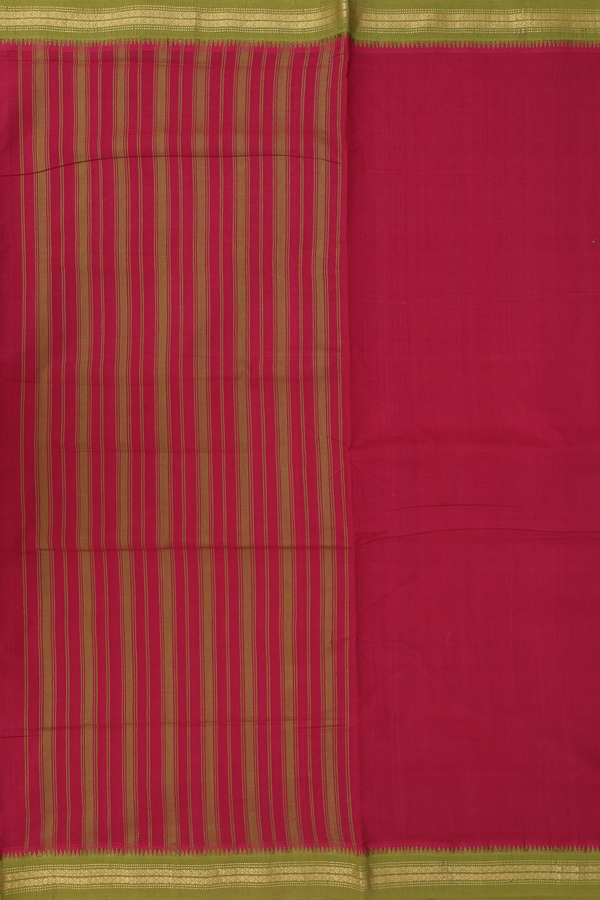 Mangalagiri Cotton Saree In Ruby Red With Contrast Border