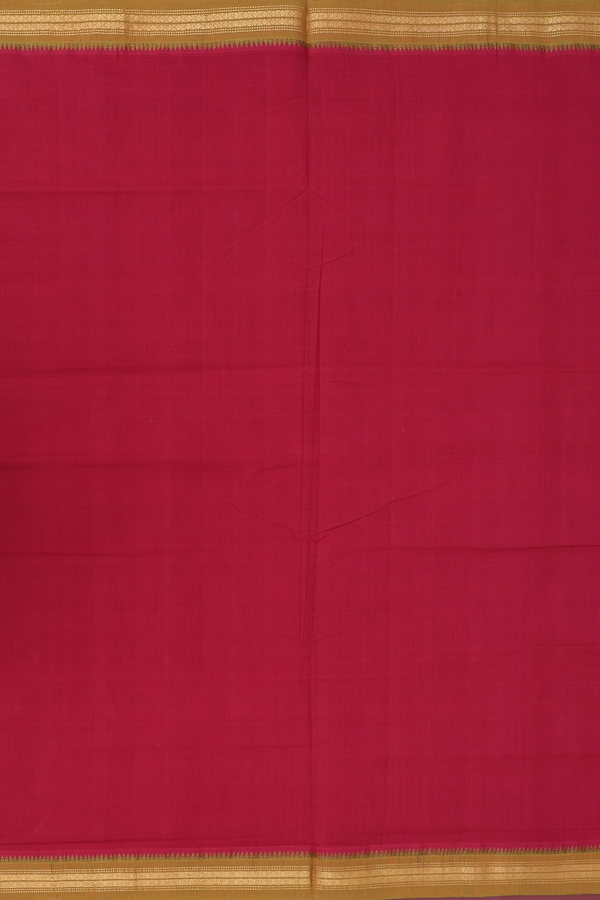 Mangalagiri Cotton Saree In Ruby Red With Contrast Border