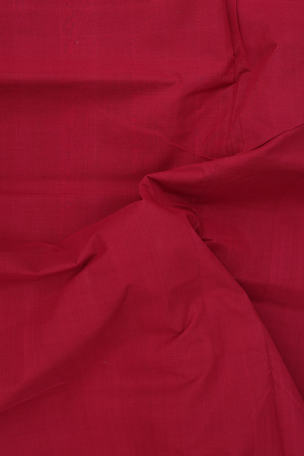 Mangalagiri Cotton Saree In Ruby Red With Contrast Border