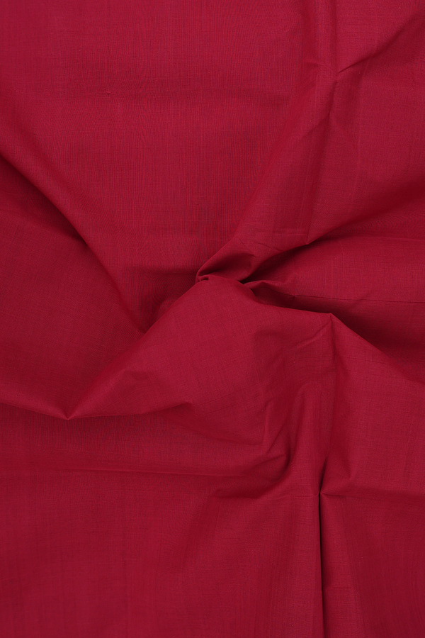 Mangalagiri Cotton Saree In Ruby Red With Contrast Border