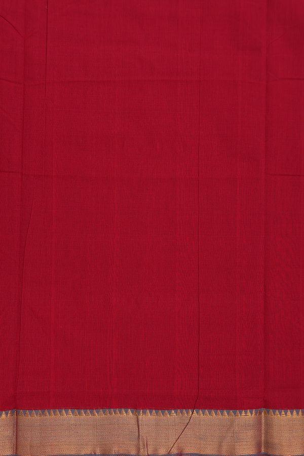 Mangalagiri Cotton Saree In Ruby Red With Zari Border