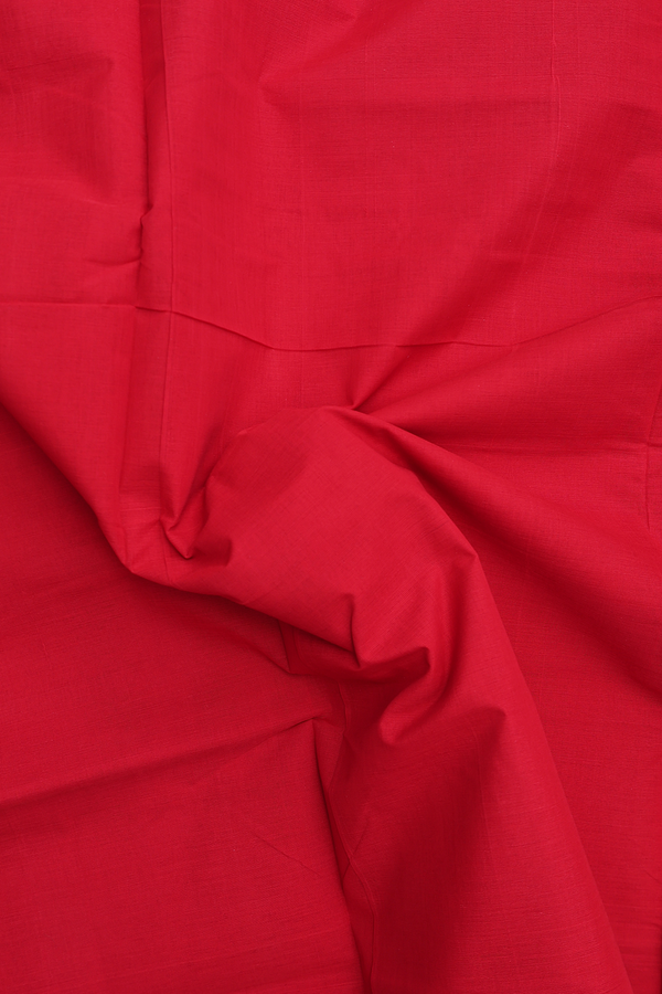 Mangalagiri Cotton Saree In Scarlet Red With Zari Border