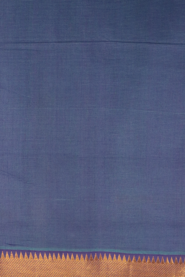 Mangalagiri Cotton Saree In Space Blue With Zari Border