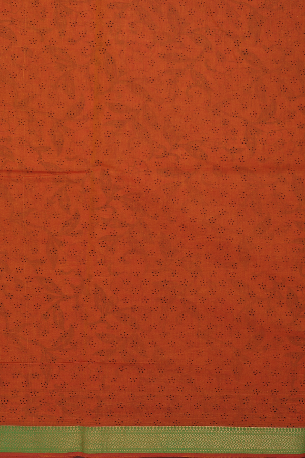 Mangalagiri Cotton Saree In Spiced Orange With Floral Design
