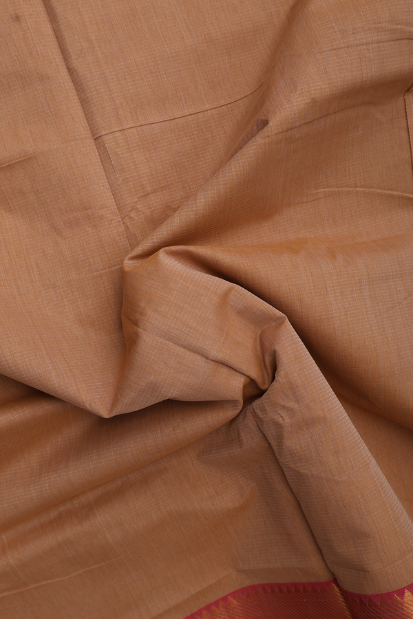 Mangalagiri Cotton Saree In Tan With Self Stripes Design