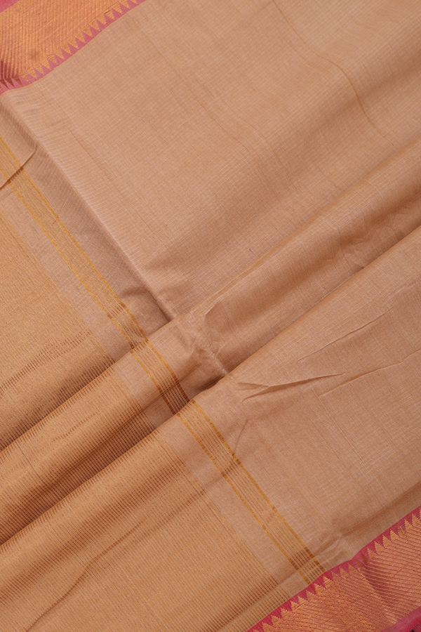 Mangalagiri Cotton Saree In Tan With Self Stripes Design