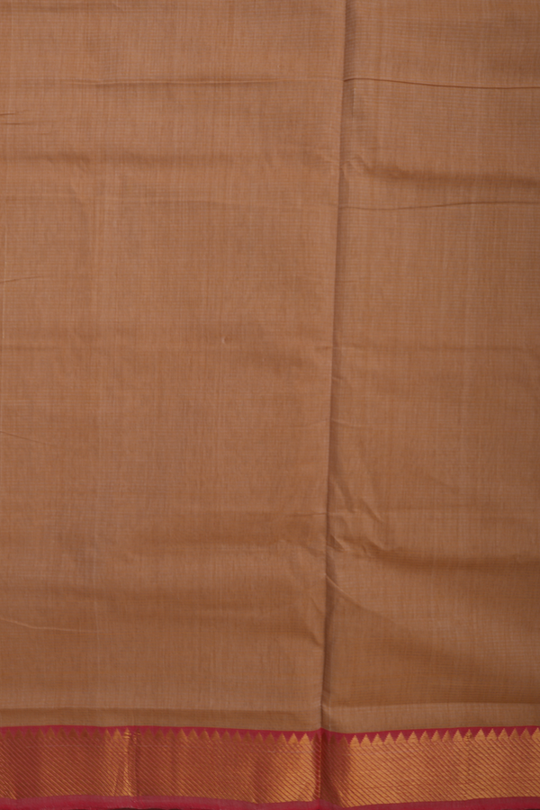 Mangalagiri Cotton Saree In Tan With Self Stripes Design