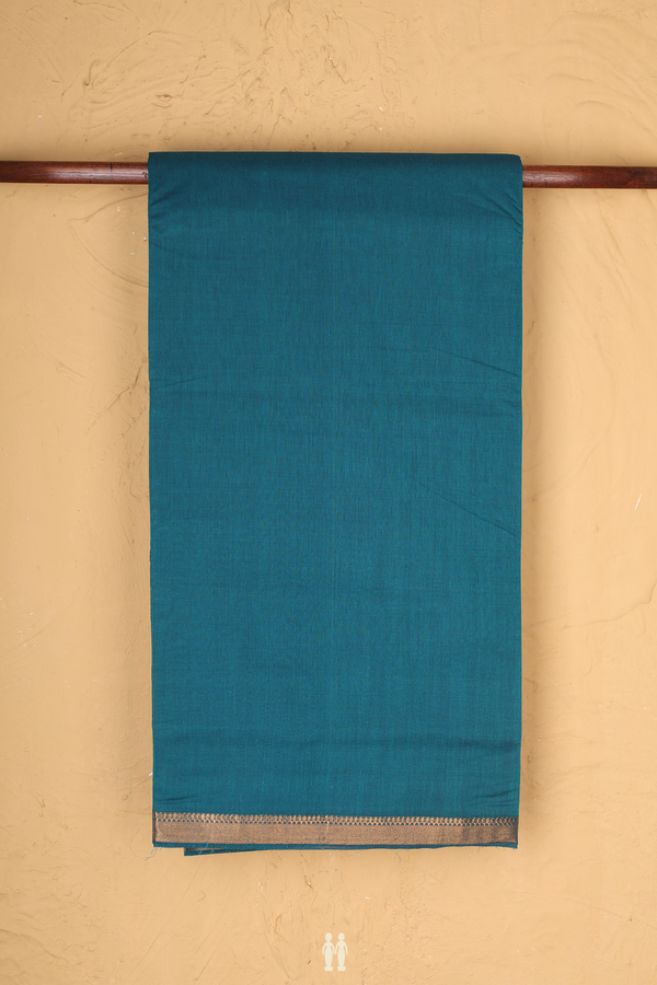 Mangalagiri Cotton Saree In Teal Blue With Zari Border