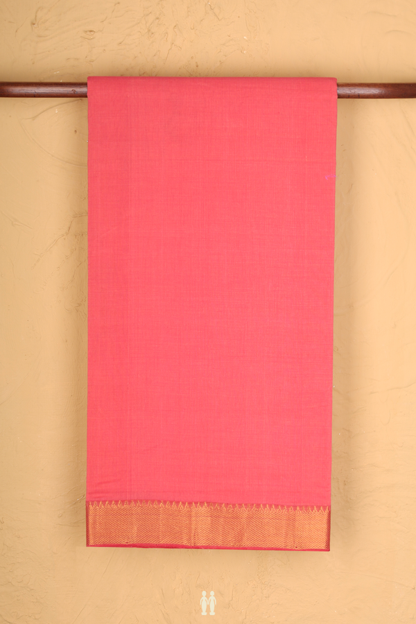 Mangalagiri Cotton Saree In Tulip Pink With Zari Border