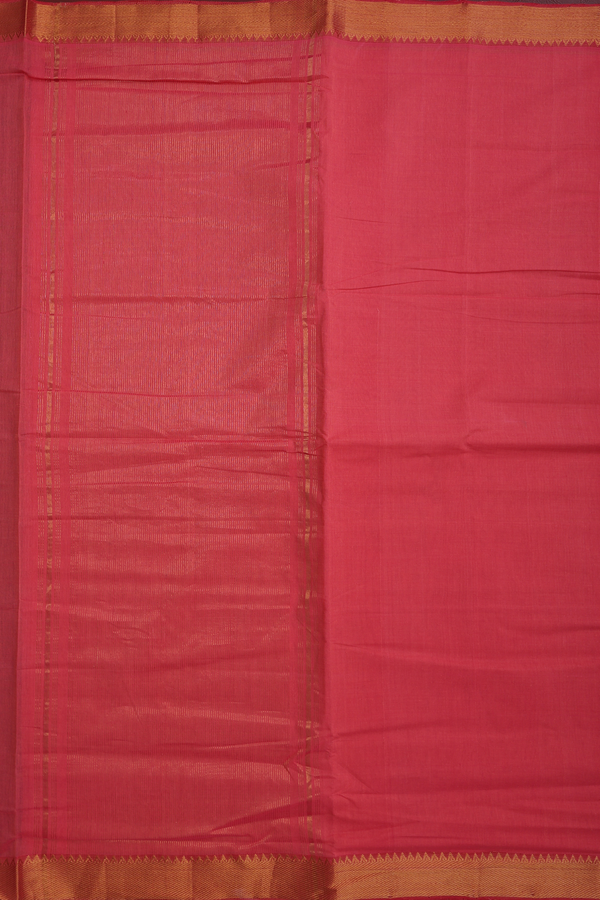 Mangalagiri Cotton Saree In Tulip Pink With Zari Border