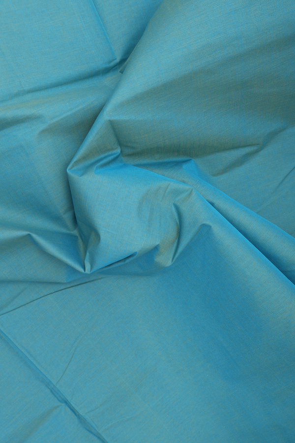 Mangalagiri Cotton Saree In Turkish Blue With Zari Border