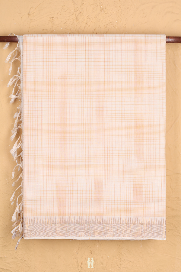 Mangalagiri Cotton Saree In White With Checks Design
