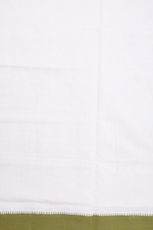 Mangalagiri Cotton Saree In White With Contrast Border