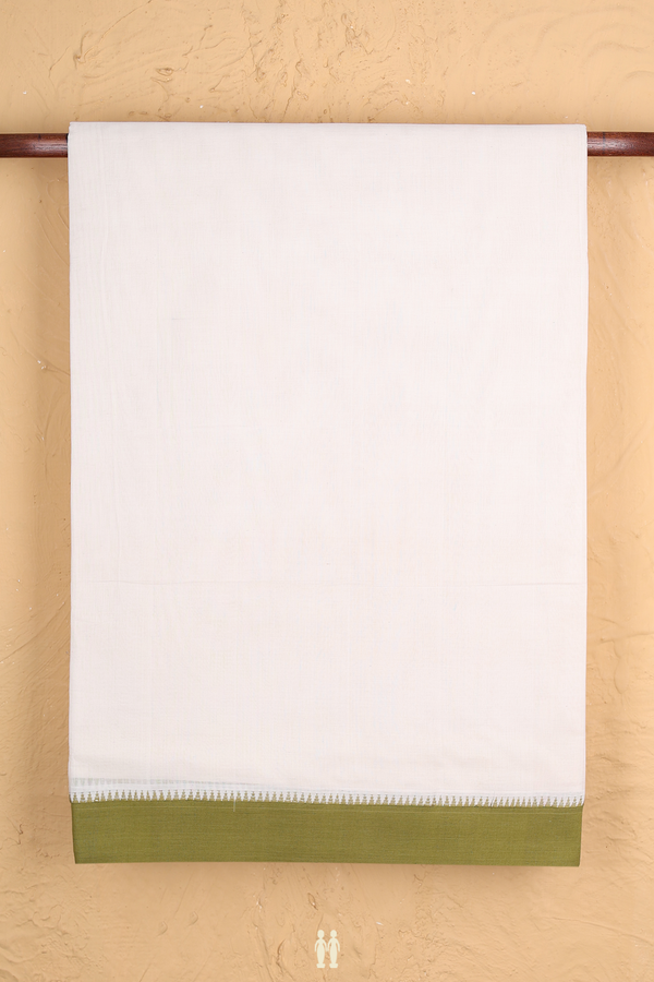 Mangalagiri Cotton Saree In White With Contrast Border