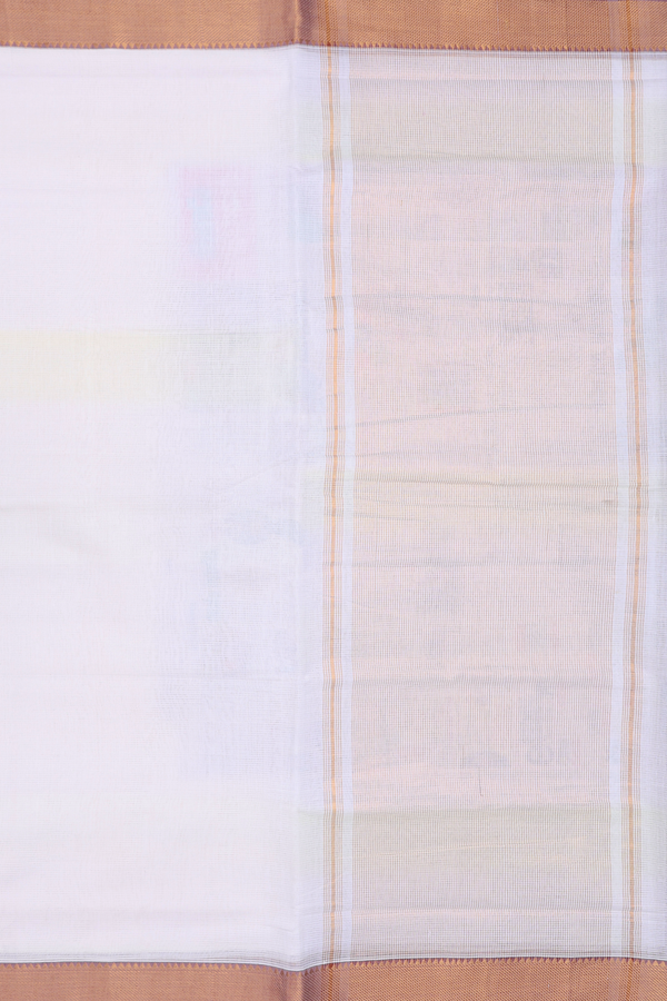 Mangalagiri Cotton Saree In White With Self Stripes Design