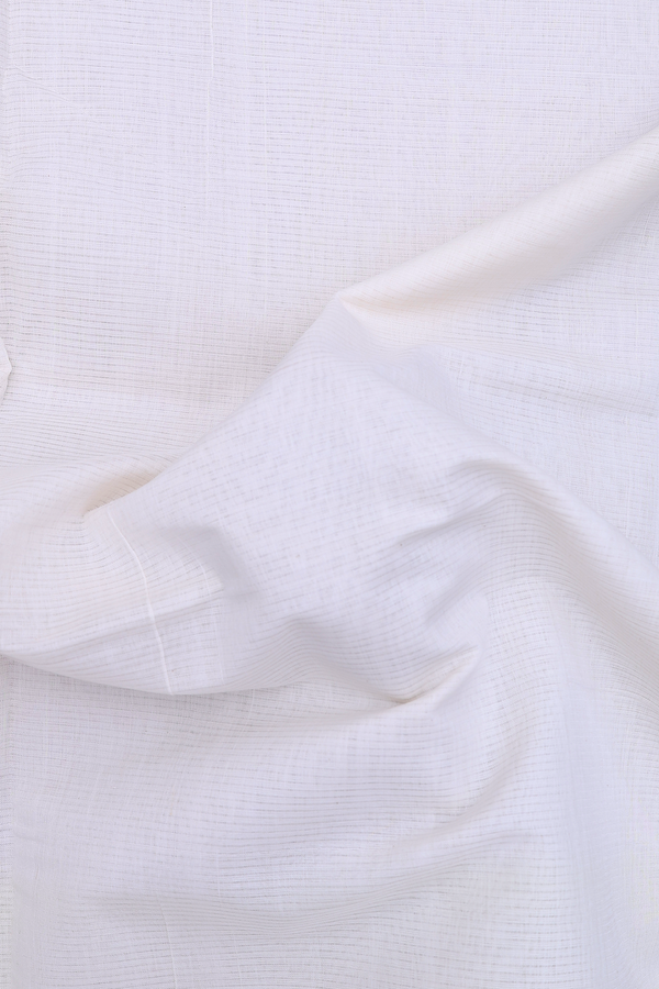 Mangalagiri Cotton Saree In White With Self Stripes Design