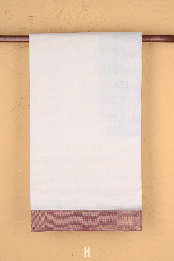 Mangalagiri Cotton Saree In White With Self Stripes Design