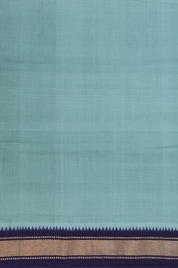 Mangalagiri Cotton Saree In Dusty Green With Contrast Border
