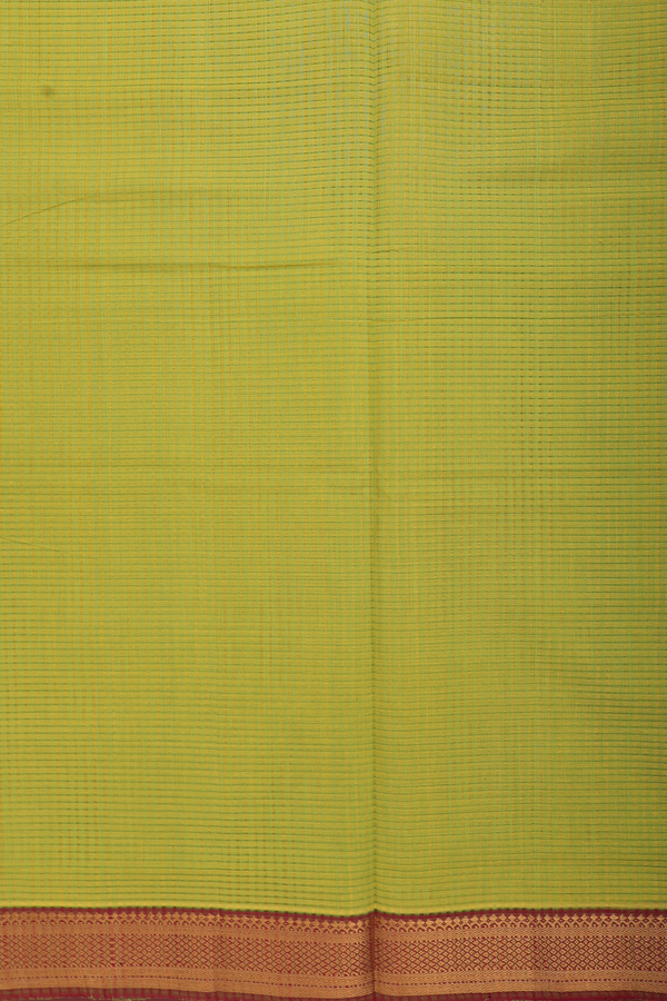 Mangalagiri Cotton Saree Lime Green With Self Stripes Design