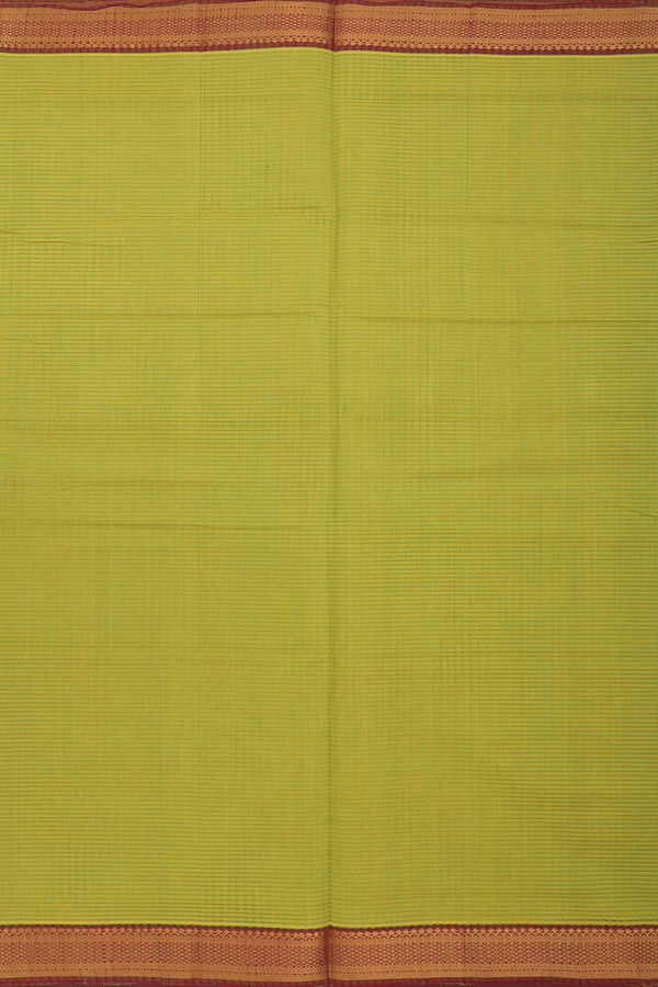 Mangalagiri Cotton Saree Lime Green With Self Stripes Design