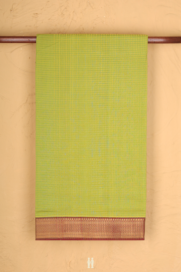Mangalagiri Cotton Saree Lime Green With Self Stripes Design