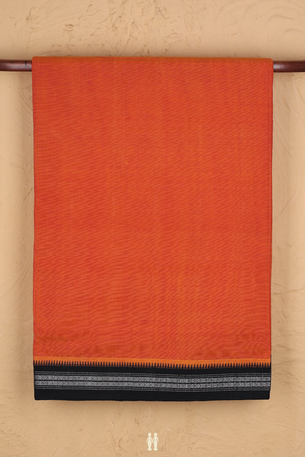 Mangalagiri Cotton Saree Orange With Contrast Border