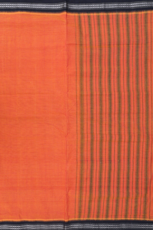 Mangalagiri Cotton Saree Orange With Contrast Border