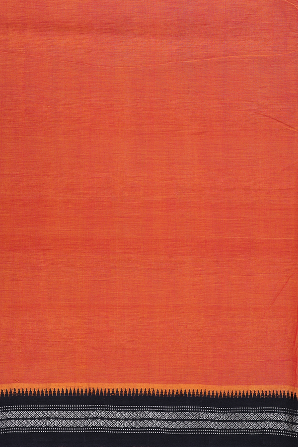 Mangalagiri Cotton Saree Orange With Contrast Border