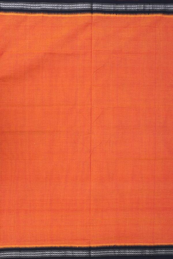 Mangalagiri Cotton Saree Orange With Contrast Border
