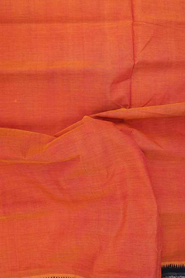 Mangalagiri Cotton Saree Orange With Contrast Border
