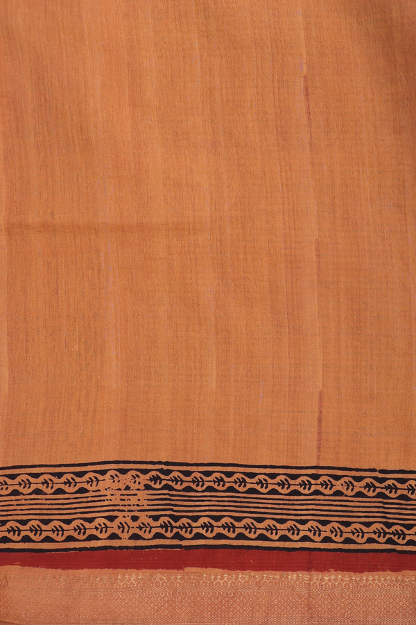 Mangalagiri Cotton Saree Orange With Paisley Printed Design