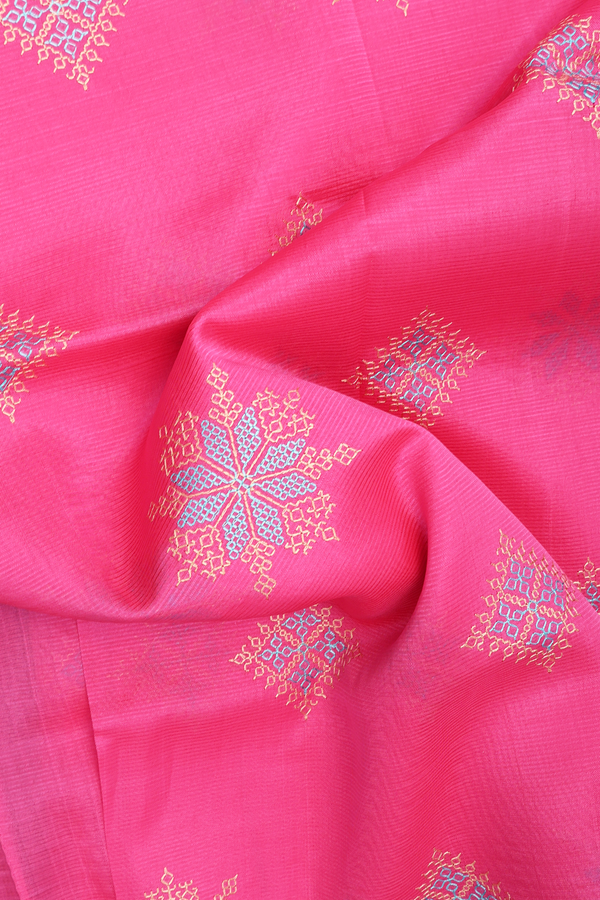 Mangalagiri Cotton Saree Orchid Pink With Threadwork Design