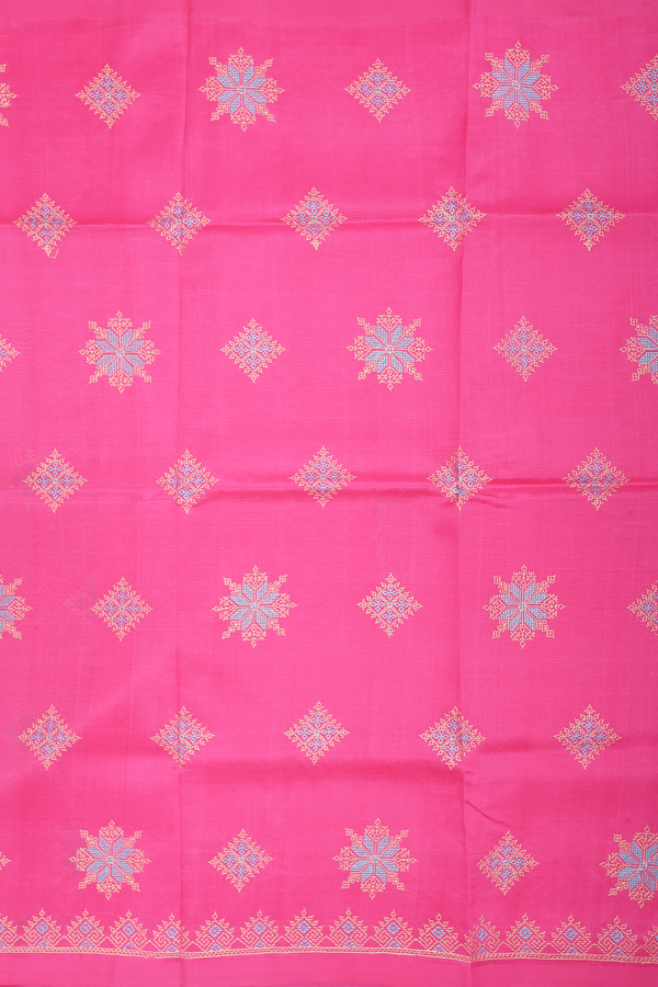 Mangalagiri Cotton Saree Orchid Pink With Threadwork Design