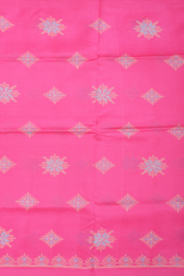 Mangalagiri Cotton Saree Orchid Pink With Threadwork Design