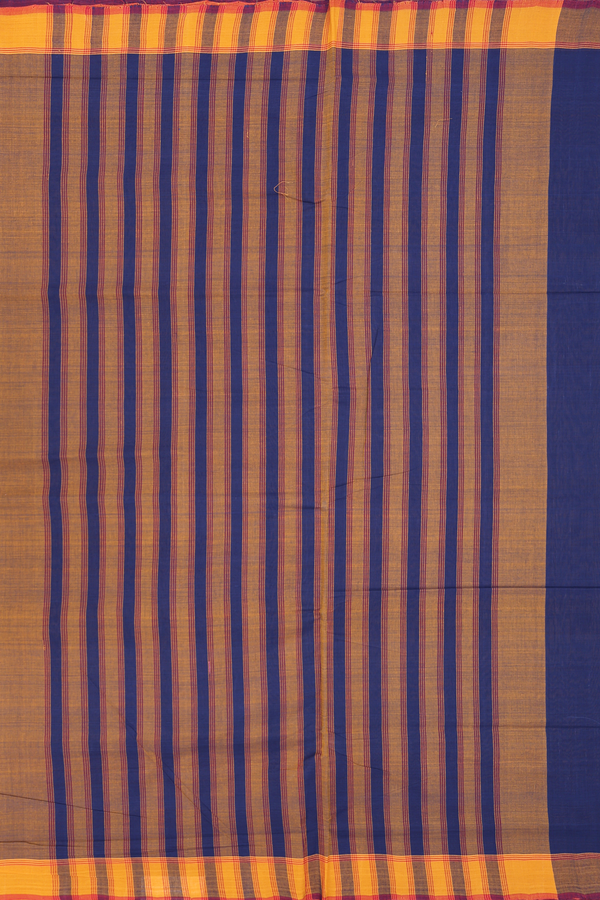 Mangalagiri Cotton Saree In Oxford Blue With Contrast Border