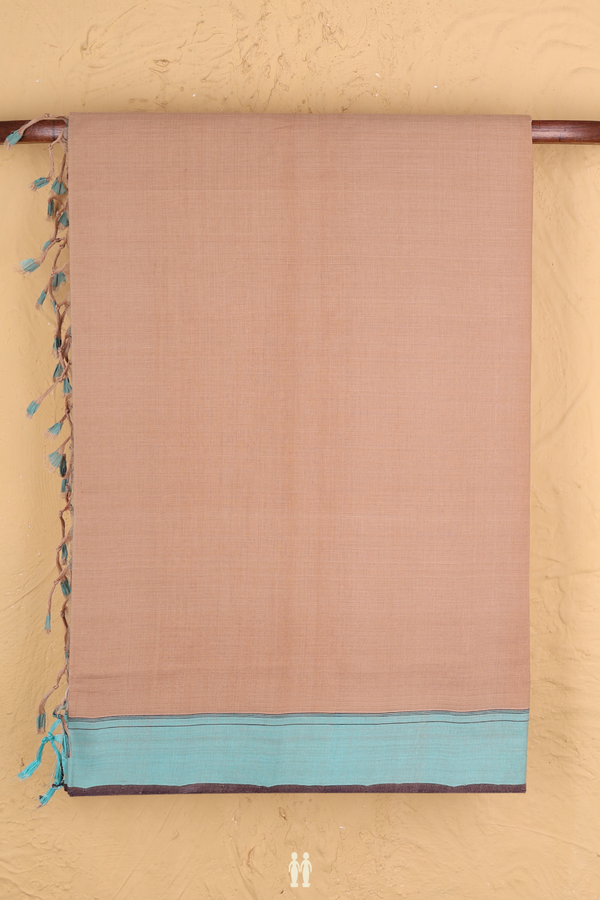 Mangalagiri Cotton Saree Pastel Brown With Contrast Border