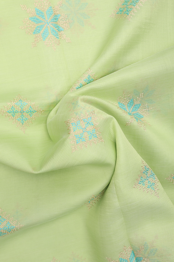 Mangalagiri Cotton Saree Pastel Yellow With Threadwork Design
