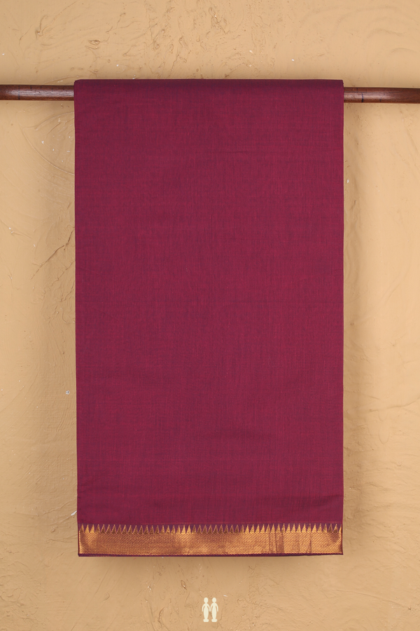 Mangalagiri Cotton Saree Plain Berry Purple With Zari Border