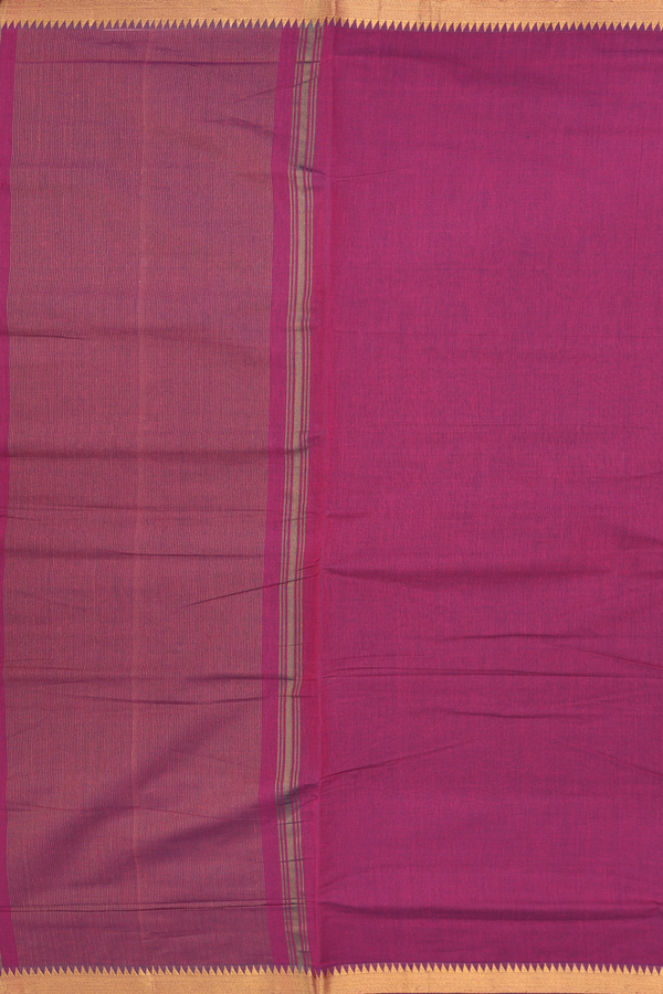 Mangalagiri Cotton Saree Plain Berry Purple With Zari Border