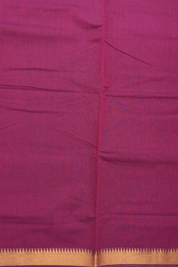 Mangalagiri Cotton Saree Plain Berry Purple With Zari Border